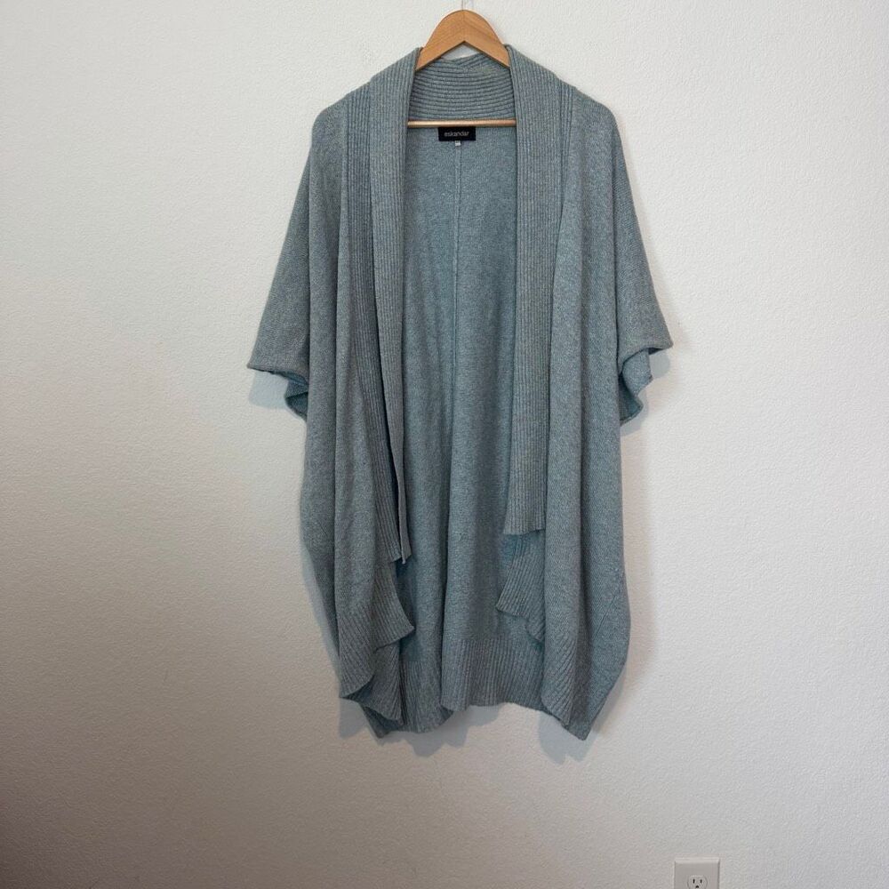 Eskandar Teal Blue Knit Silk Cashmere Wool Cardigan Sweater Women's One Size